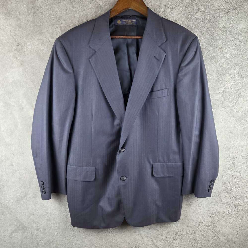 VTG Brooks Brothers Makers Blue Blazer Mens 42R Two Button Sport Coat USA Made
